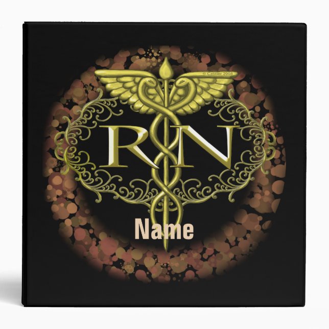 Classeur Oval Gold Caduceus RN Nurse (Devant)