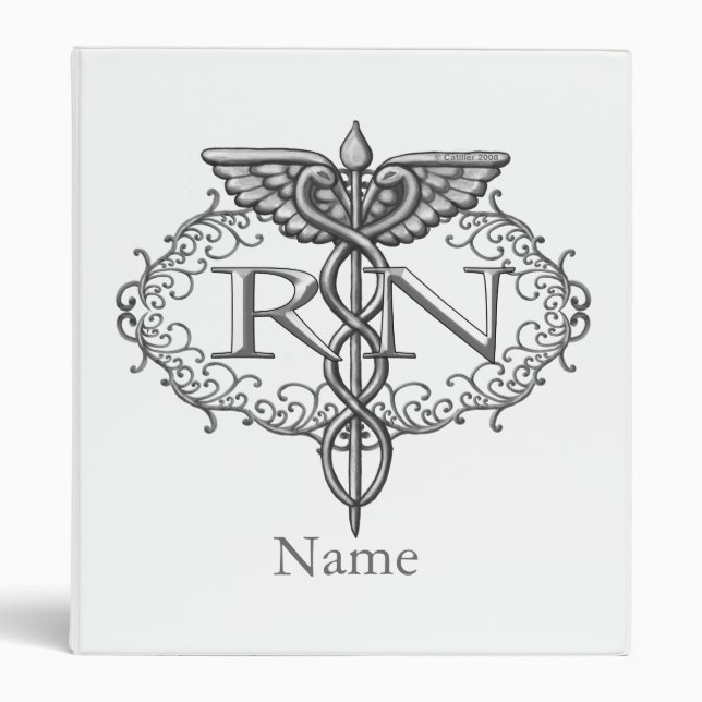 Classeur Oval Silver Caduceus RN Nurse (Devant)