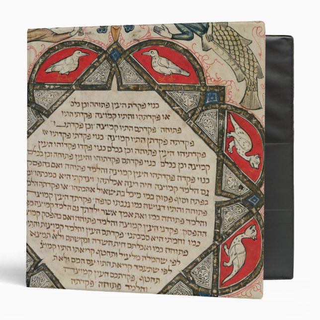 Classeur Page d'une bible hébraïque dépeignant des poissons (Devant/Intérieur)