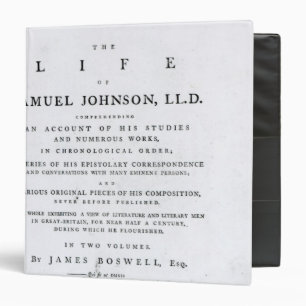 Classeur Page titre, 'de la vie de Samuel Johnson