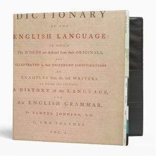 Classeur Page titre du volume I de l'anglais
