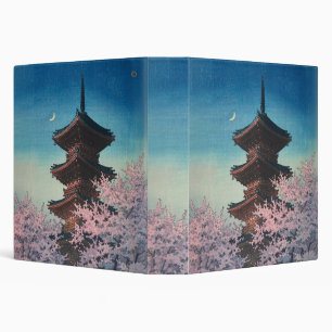 Classeur Pagode de printemps japonaise vintage en gravure s