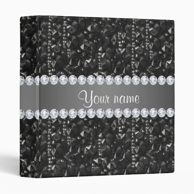 Classeur Paillettes et diamants noirs de Faux (Devant/Côté)