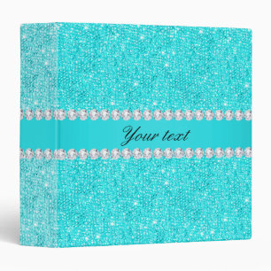 Classeur Paillettes et diamants personnalisés de turquoise