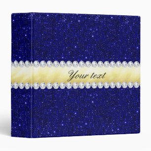 Classeur Paillettes personnalisées de marine, or, diamants