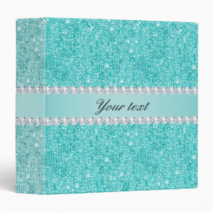 Classeur Paillettes turquoises et diamants de Faux