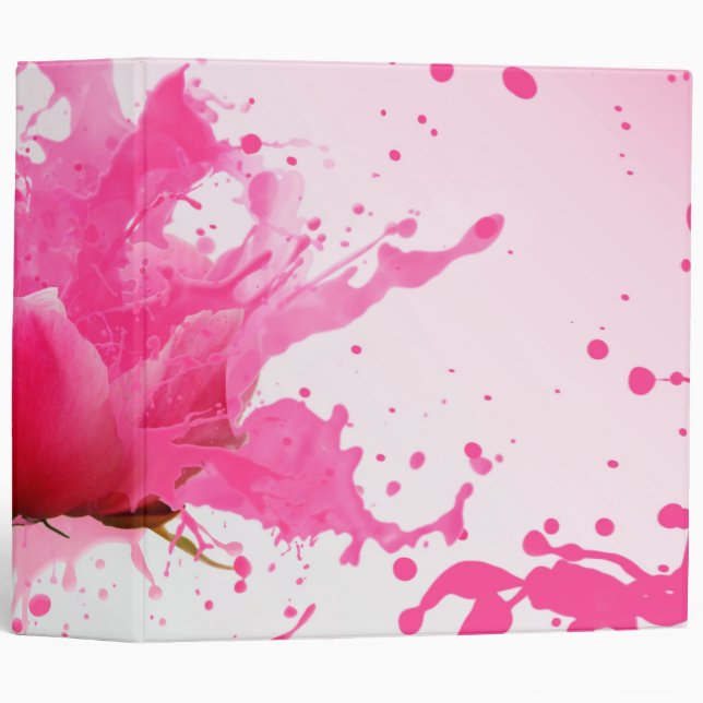Classeur Paint Splatter Abstrait Fleur Rose (Devant/Côté)