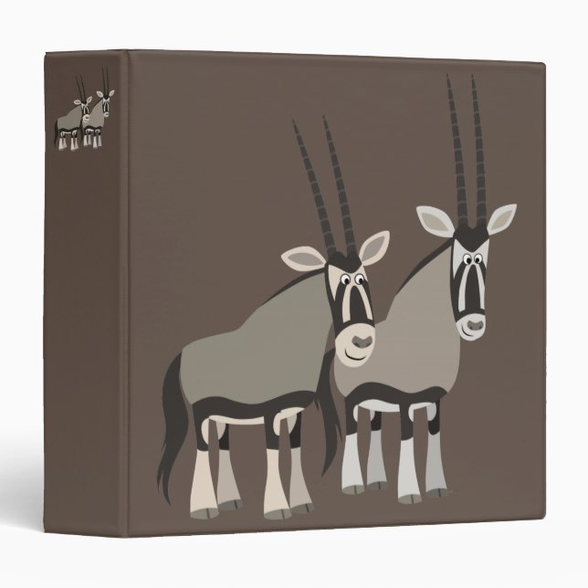Classeur Paire mignonne d'oryxes de dessin animé (Devant/Côté)