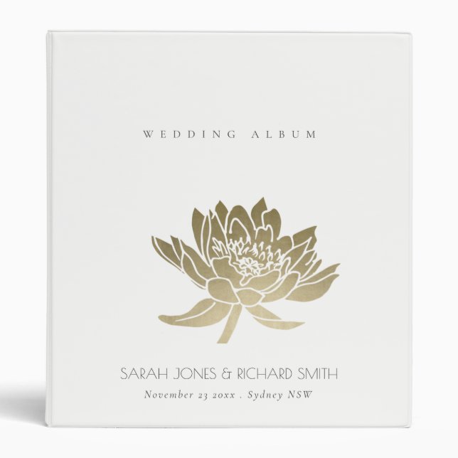 CLASSEUR PALE GLAMOREUX OR BLANC LOTUS MARIAGE FLORAL (Devant)