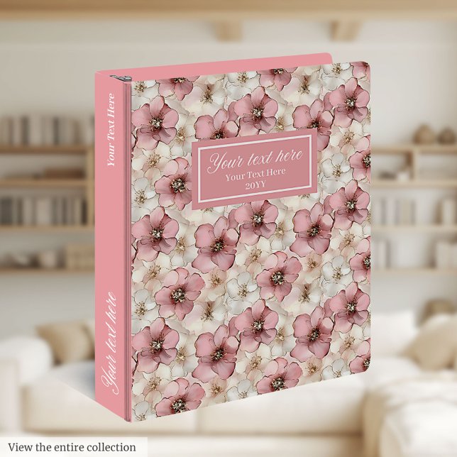 Classeur Pale Pink and Gold Chic Monogram Wedding Gift (Pale Pink and Gold Chic Monogram Wedding Gift Binder)