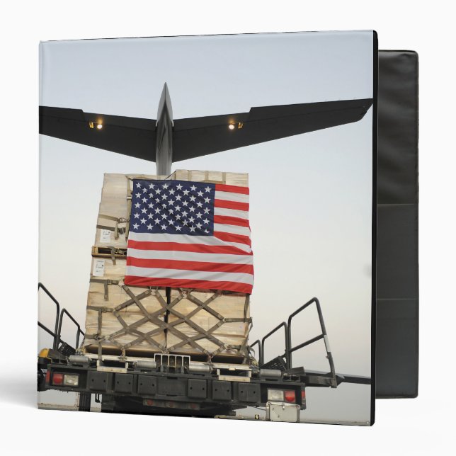 Classeur Palette contenant de l'aide humanitaire (Devant/Intérieur)