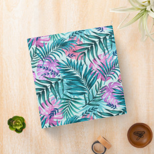 Classeur Palme rose et Turquoise Tropical & Monstera Feuill