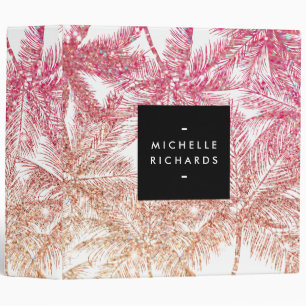 Classeur Palmes de Parties scintillant rose/bronze tropical