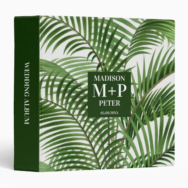 Classeur Palmier tropical Album de mariage monographique (Devant/Côté)