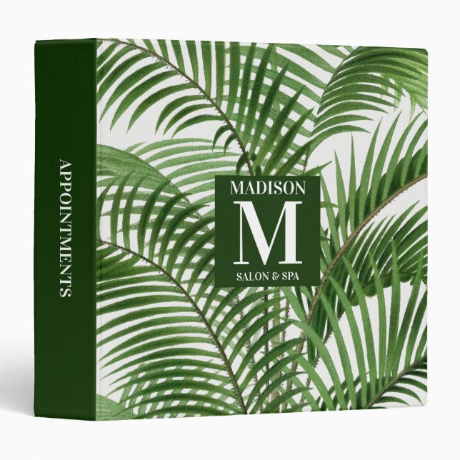 Classeur Palmier tropical Nominations monogrammes (Devant/Côté)