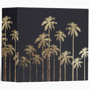 Classeur Palmiers tropicaux d'or fascinant sur le noir