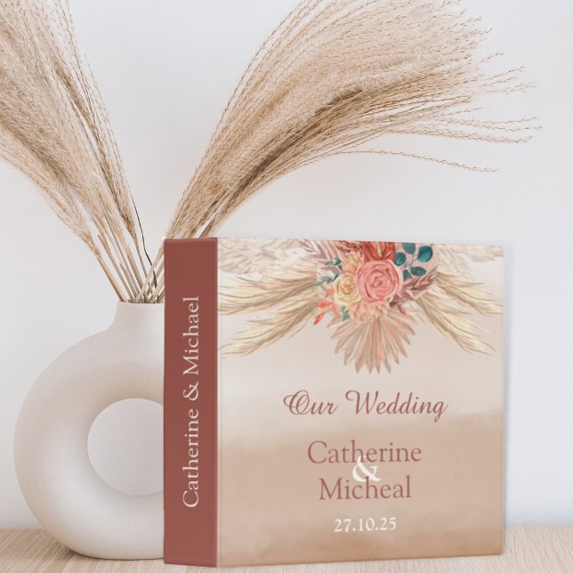 Classeur Pampas Grass Terracotta Boho Chic Wedding Album (Créateur téléchargé)