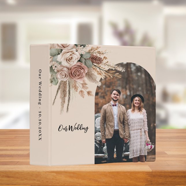 Classeur Pampas rose crème beige photo album mariage (Créateur téléchargé)