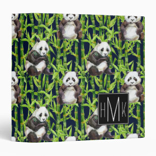 Classeur Panda avec le monogramme en bambou du motif
