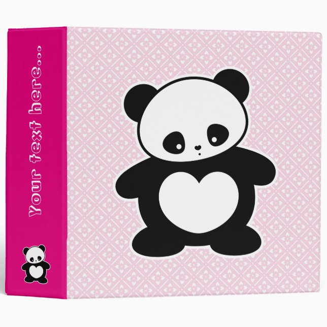 Classeur Panda de Kawaii (Devant/Côté)