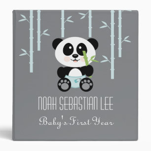 Classeur Panda en bambou bleu dans l'album photos de bébé
