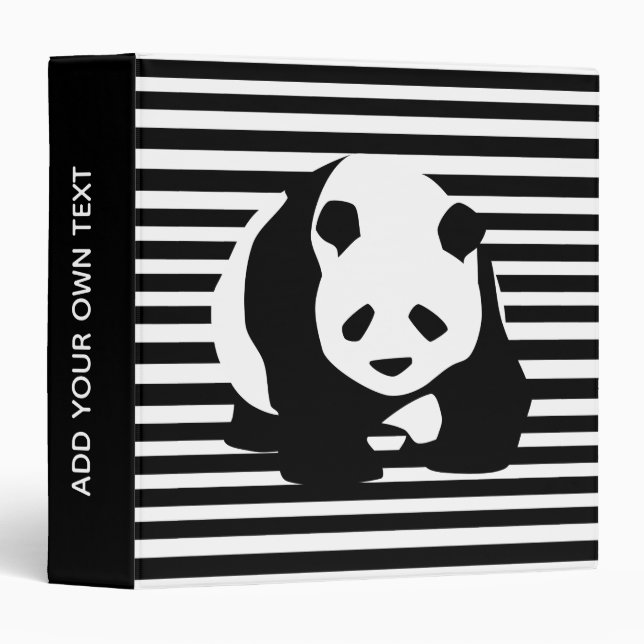 Classeur Panda géant noir et blanc Personnalisé (Devant/Côté)
