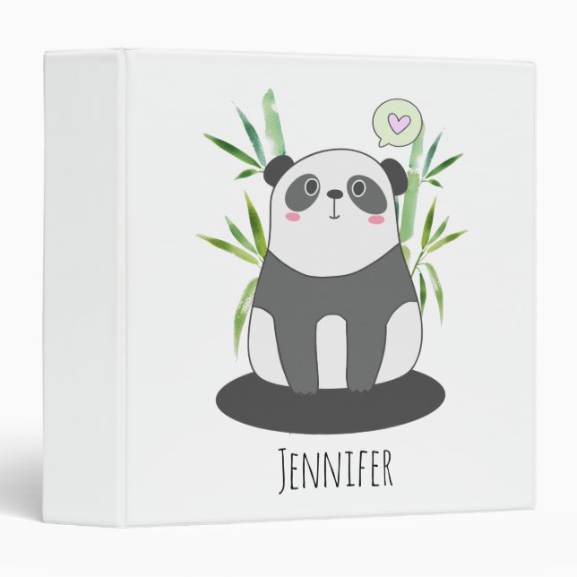 Classeur Panda noir et blanc mignonne en Bambou (Devant/Côté)