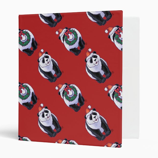 Classeur Panda Ours Noël Rouge (Devant/intérieur)