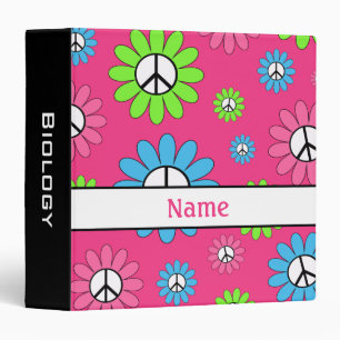 Classeur Panneau de Paix Personalisé Rose Noir Retro School