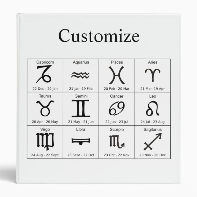 Classeur Panneau solaire Zodiac Calendrier Astrologie Thund (Devant)