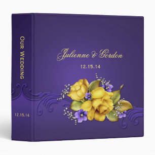 Classeur Pansies violettes ornées Roses Jaunes Album de mar