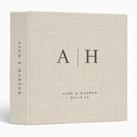 Papier de mariage texture lin beige Monogramme per