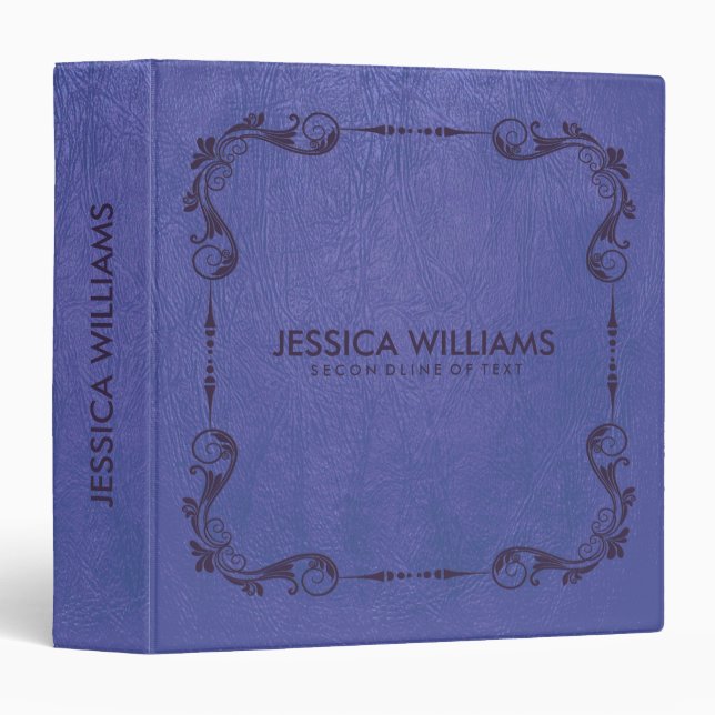 Classeur Papier en cuir Vintage bleu (Devant/Côté)