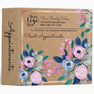Classeur Papier Kraft Doré Fleurs Roses Rendez-vous Profess