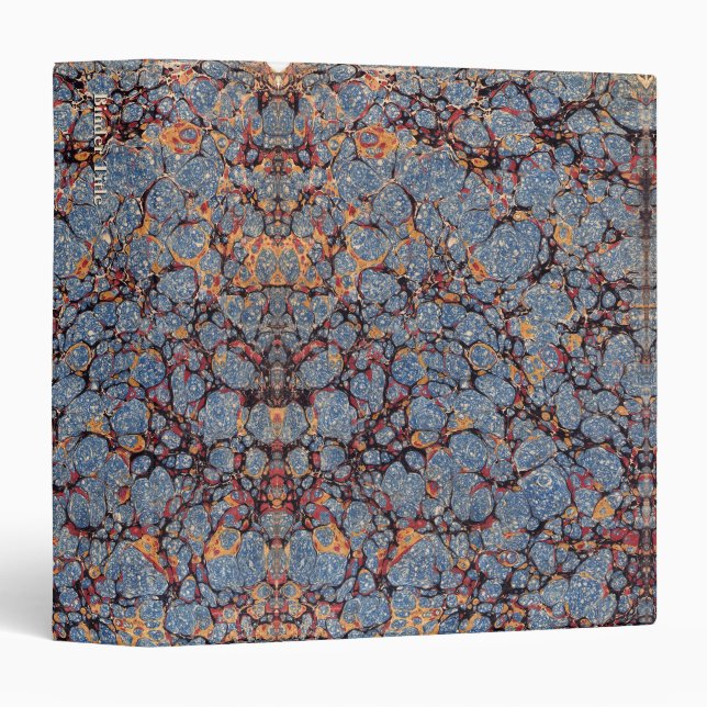 Classeur Papier marbré bleu, noir et or (Devant/Côté)