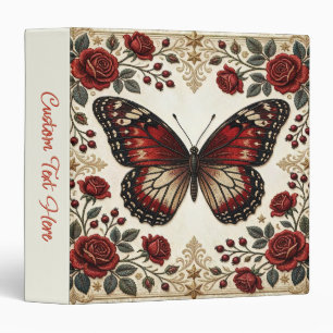 Classeur Papier Peint Élégant Papillon Rouge Rose Vintage