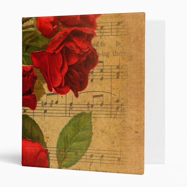 Classeur Papier peint rose de musique d'aquarelle (Devant/intérieur)