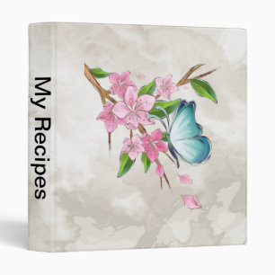 Classeur Papillon aquarelle et fleurs