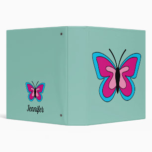Classeur Papillon bleu magenta rose Ajouter un nom