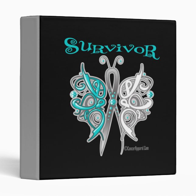 Classeur Papillon celtique survivant - Cancer du col utérin (Devant/Côté)