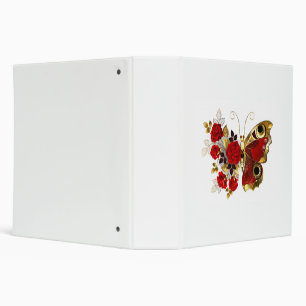 Classeur Papillon de fleurs rouges aux roses rouges