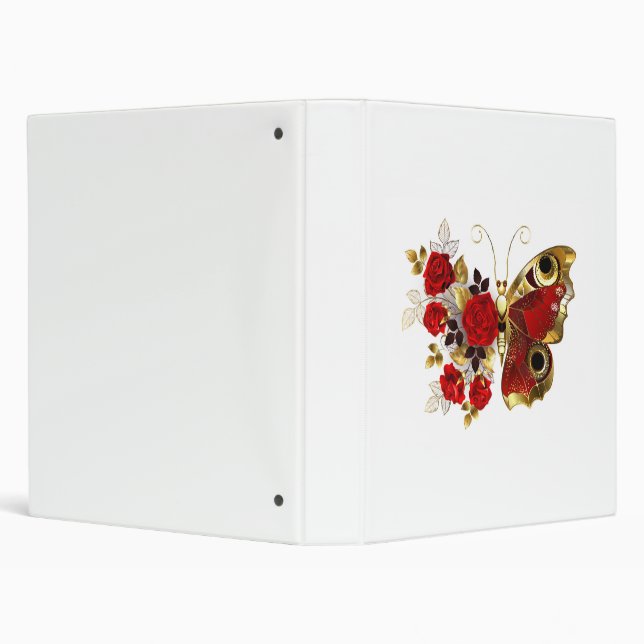 Classeur Papillon de fleurs rouges aux roses rouges (Arrière-plan)