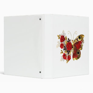 Classeur Papillon de fleurs rouges aux roses rouges