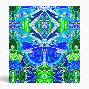 Classeur Papillon et Médaillon Motif en bleu et vert