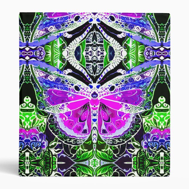 Classeur Papillon et Médaillon Motif en Violet & Vert (Devant)