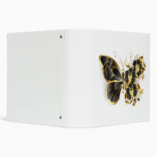 Classeur Papillon fleur d'or avec orchidée noire