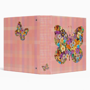 Classeur Papillon floral sur les rayures Vintages à plis ro