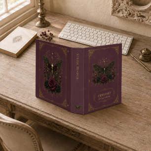Classeur Papillon Gothique Personnalisé Roses Bordeaux Acad