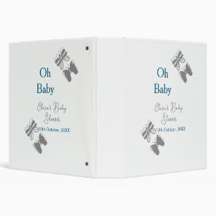 Classeur Papillon gris bleu baby shower oh bébé moderne tex