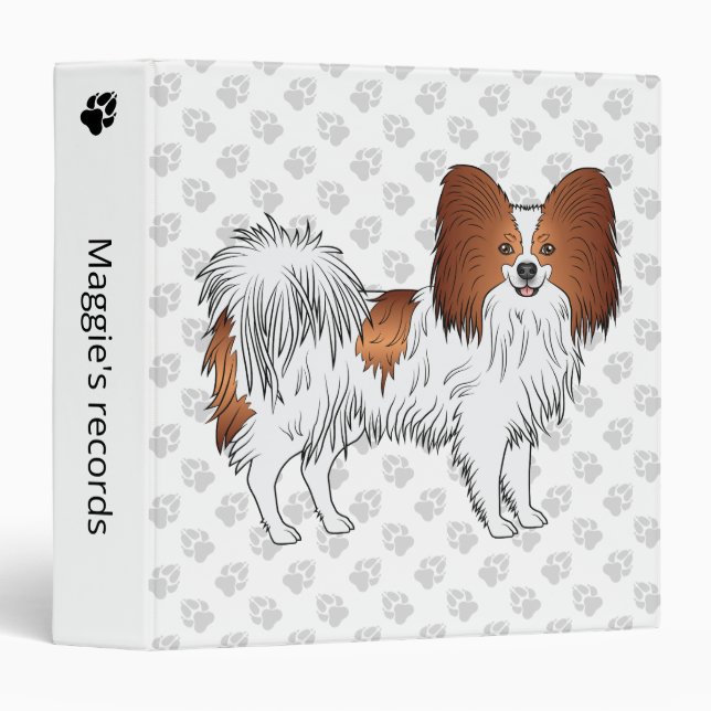 Classeur Papillon Rouge Et Blanc Mignon Chien Avec Texte Pe (Devant/Côté)